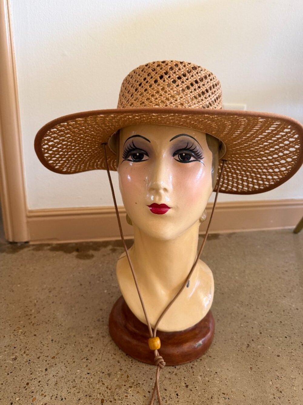 Lack of Color Raffia Wide Brim Sun Hat Natural Open Weave Chin Strap